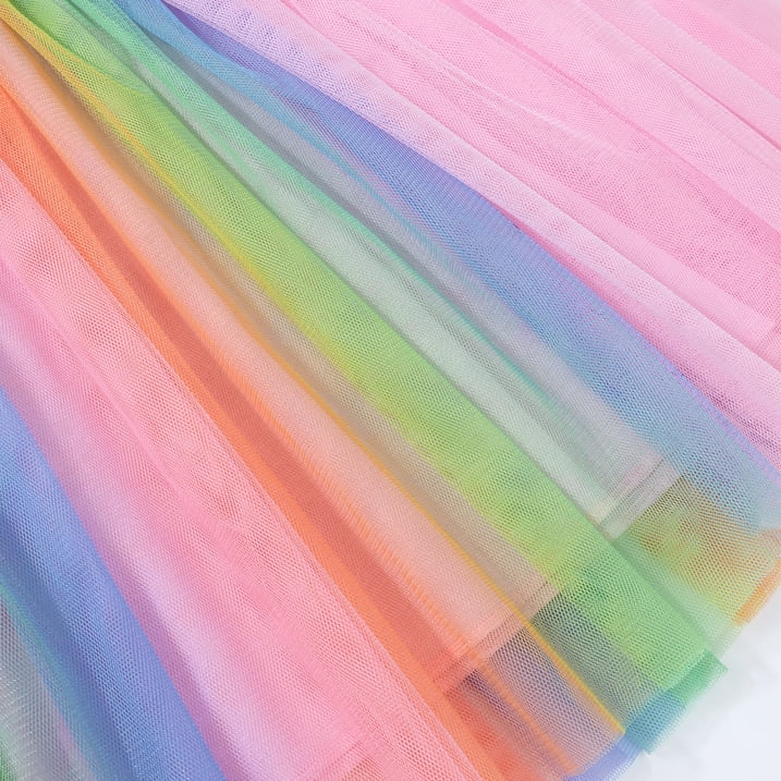 HILEELANG Baby Girl Dresses Short Ruffle Sleeve Cotton Tulle Tutu Pink Unicon Birthday Party Dresses