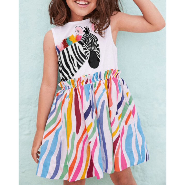 HILEELANG Toddler Girls Cotton Dress Short Sleeves Casual Summer Striped Basic Shirt Jumpskirt Playwear