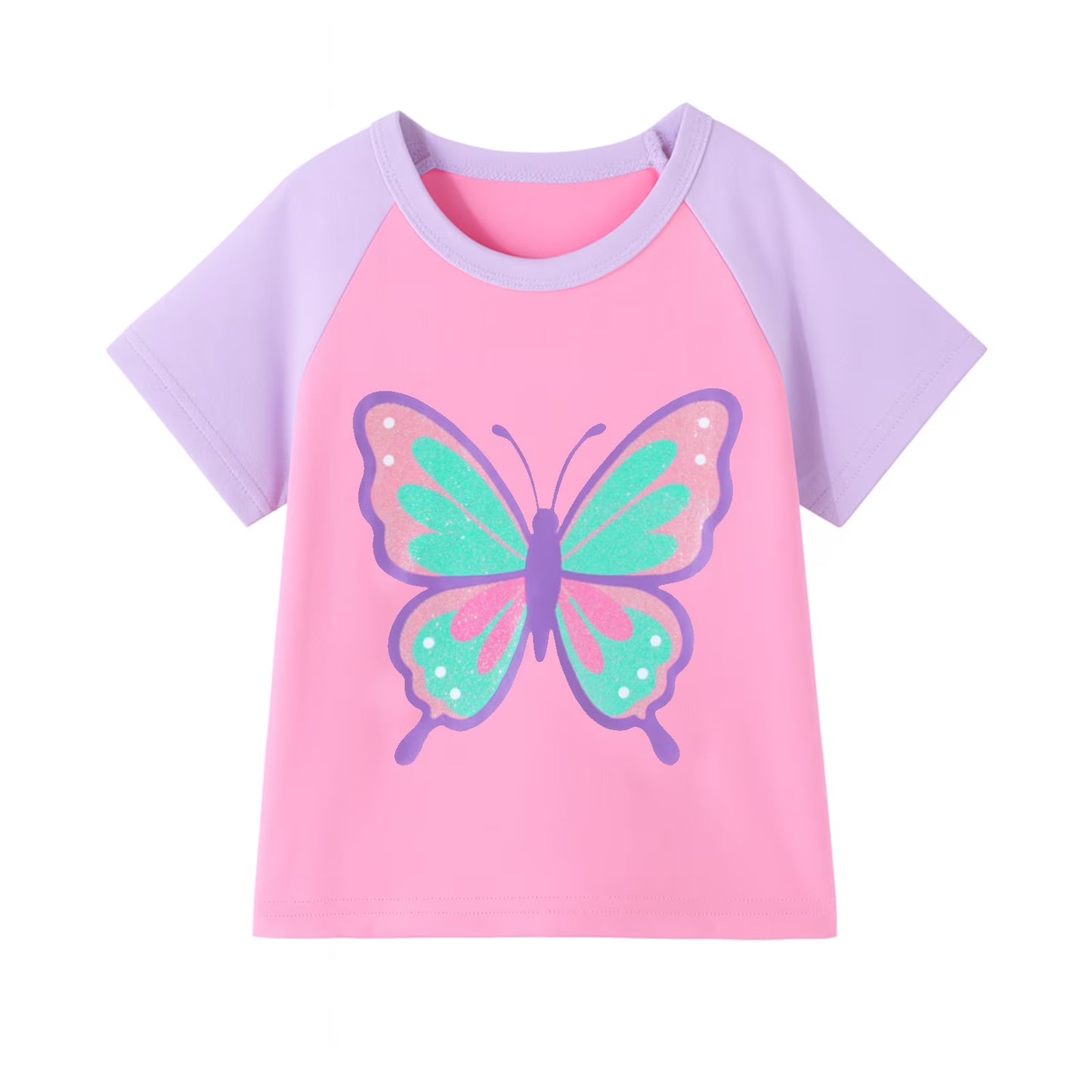 HILEELANG 2-7T Toddler/Little Girls Pink/Mint/Purple Cute Animal Graphic 100% Cotton T-Shirt 3-Pack