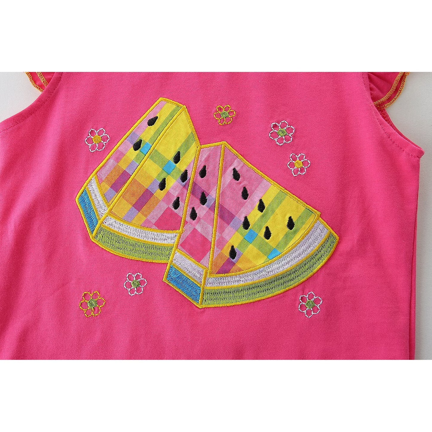 HILEELANG Toddler Princess Cotton Toddler Girl Summer Pink Watermelon Top & Check Shorts Set