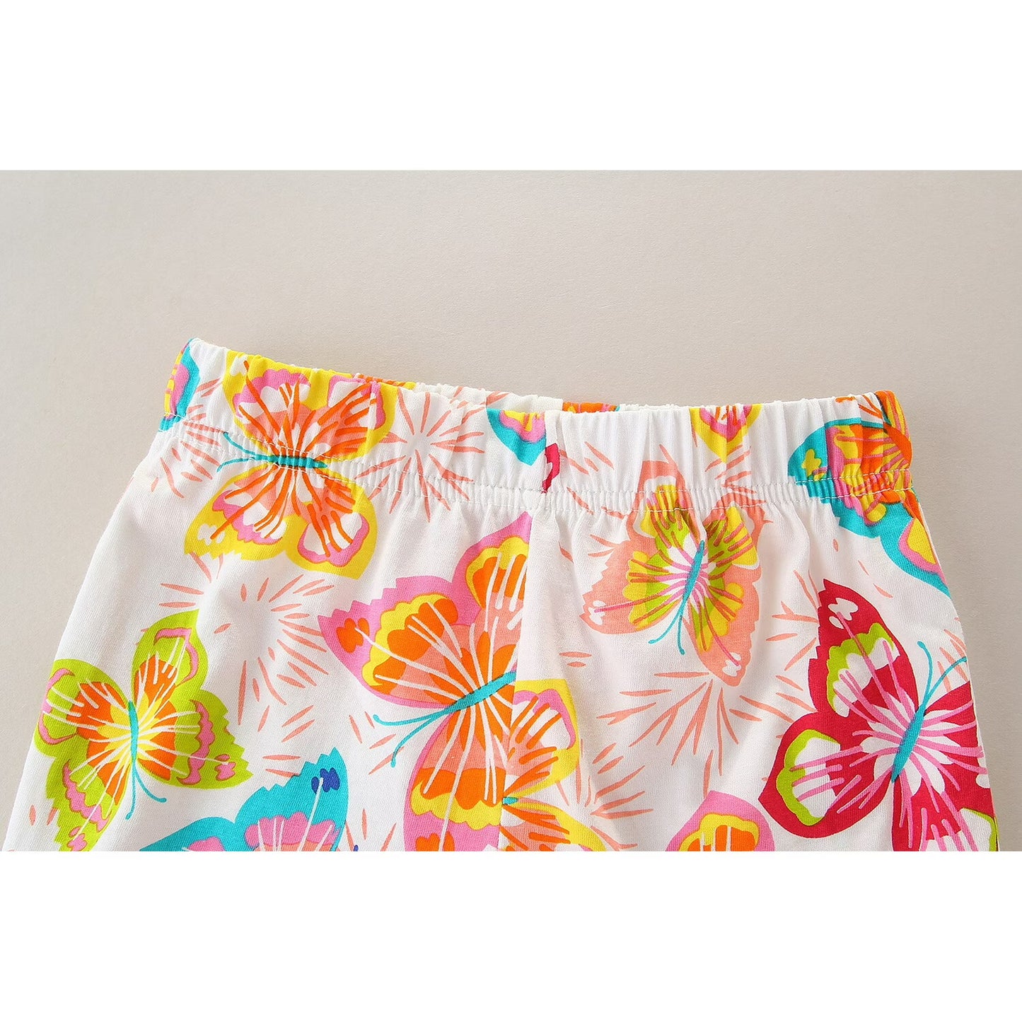 HILEELANG Toddler Girl Summer Short Sets Outfits Cotton Casual Yellow Butterfly Short Sleeve Tee Shirts Floral Shorts Fashion Clothing
