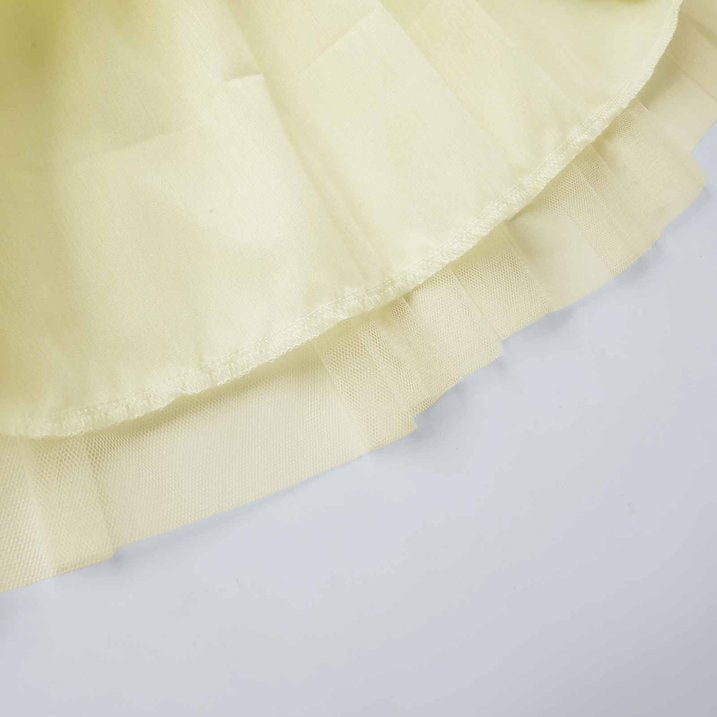 HILEELANG 2-7T Toddler Little Girls Multicolor Striped Ribbed Tulle Dress, Soft Yellow Sleeveless Summer Sundress