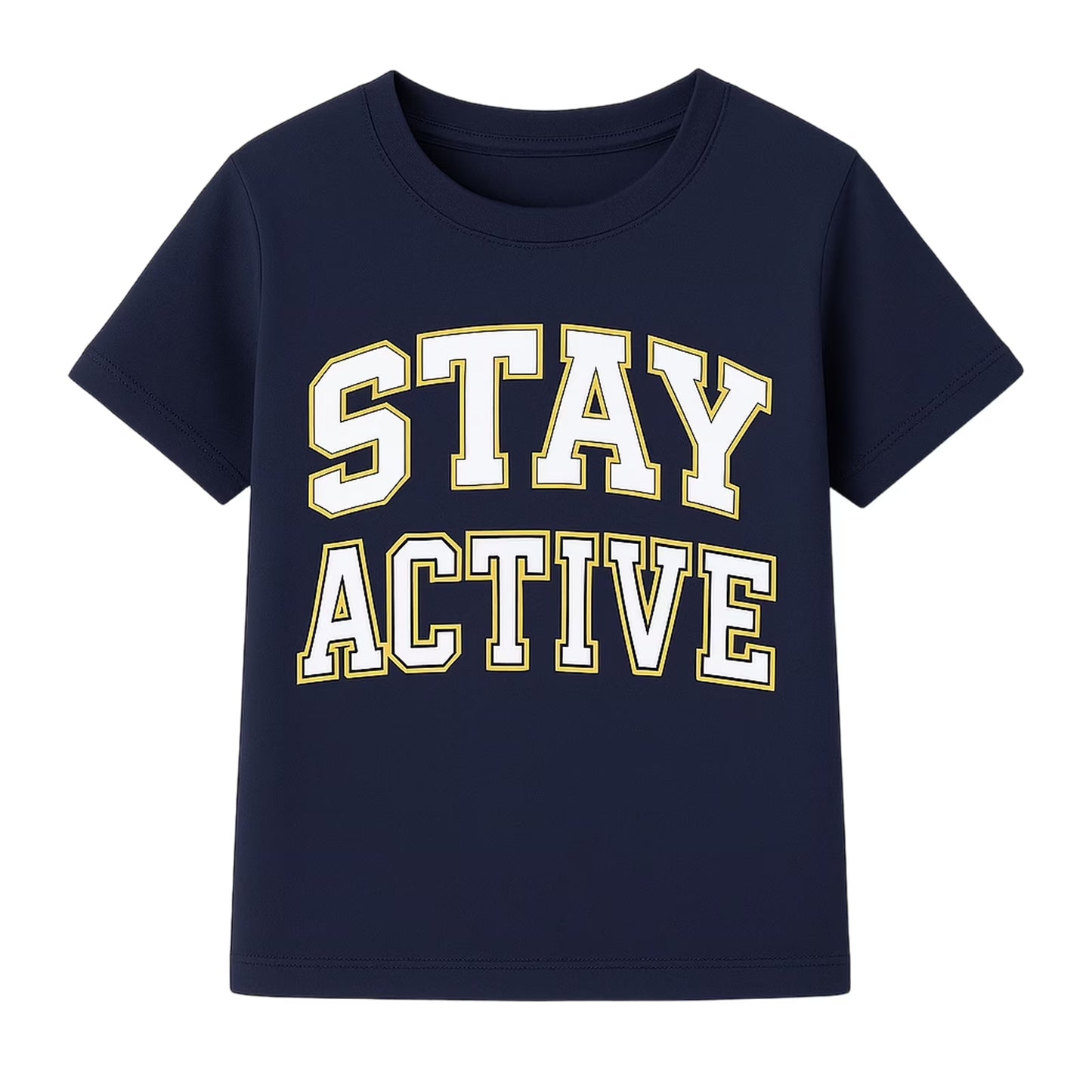HILEELANG 4-13 Little/Big Boys Gray/Navy/Light Blue Varsity Slogan 100% Cotton 3-Pack Short Sleeve T-Shirt