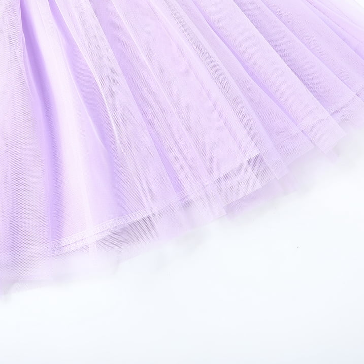 HILEELANG 2-7T Toddler Little Girls Pastel Striped Ribbed Tulle Dress, Lavender Purple Sleeveless Sundress