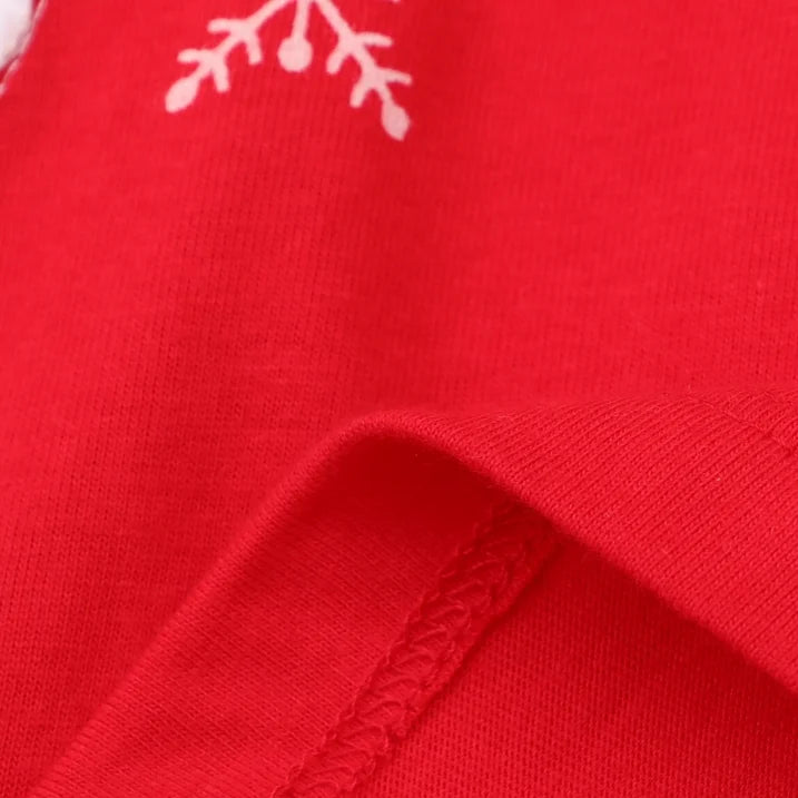 HILEELANG Toddler Girl Christmas Dress Red Ruffle Long Sleeve Cotton Casual Santa Claus Elk Applique Dresses