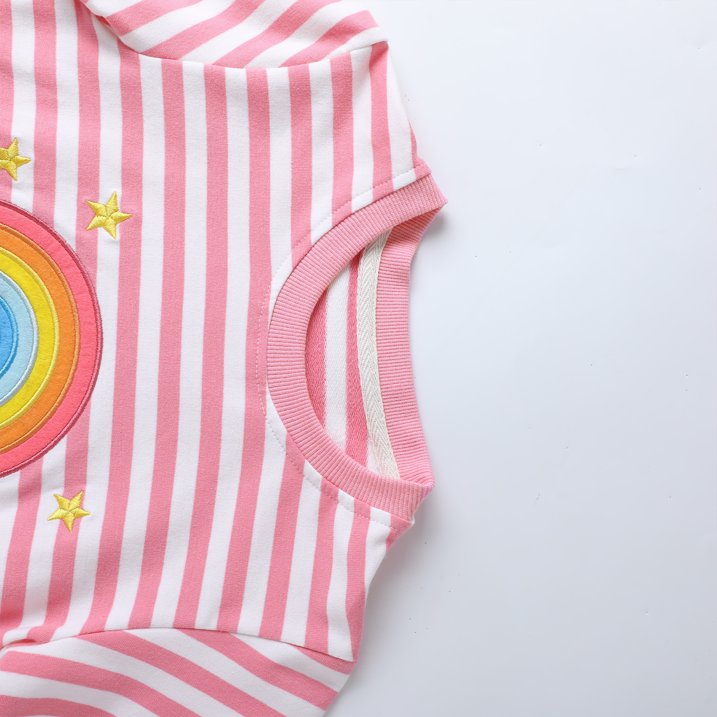 HILEELANG Toddler Girls(2-8Y) Sweatshirt -Pink Stripe Rainbow Pullover Crewneck Holiday Tops Long Sleeve