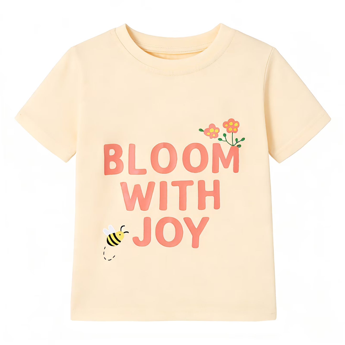 HILEELANG 2-7T Toddler/Little Girls 100% Cotton 3 Pack Bunny Graphic Short Sleeve T-Shirt