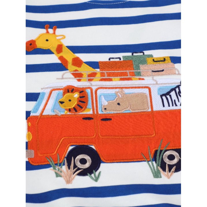 HILEELANG Toddler Boys(2-7Y) Sweatshirt Long Sleeve Striped Pullover Top, Cute Giraffe Zebra Applique Embroidery Fall Winter Cotton Crewneck Shirt