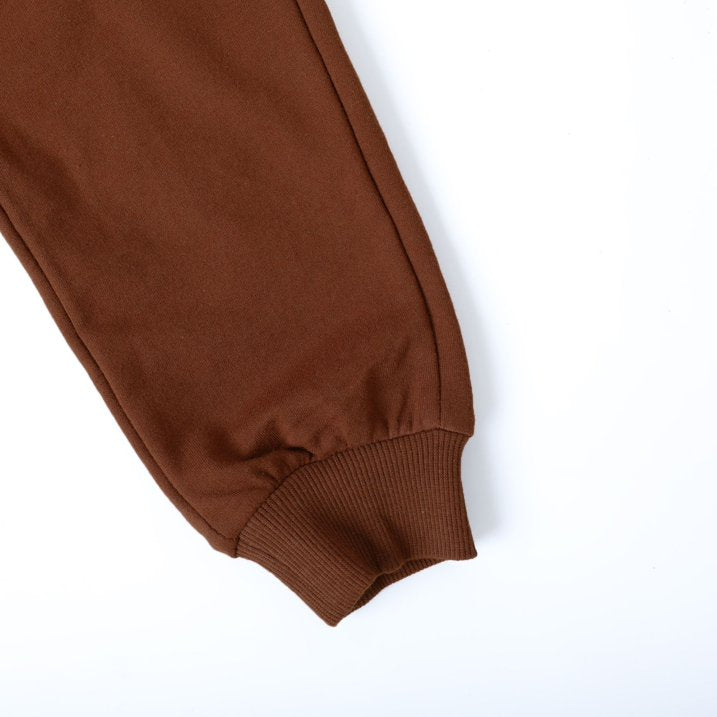 HILEELANG Baby Boys Cotton Jogger Sweatpants 3 Pack, Red Brown Green Soft Elastic Waist Playwear Sport Pants with Pockets