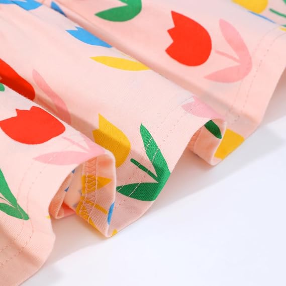 HILEELANG Girls Cotton Tiered Dress Flutter Ruffle Sleeve Summer Swing Sundress Birthday Party Casual Outfit Colorblock