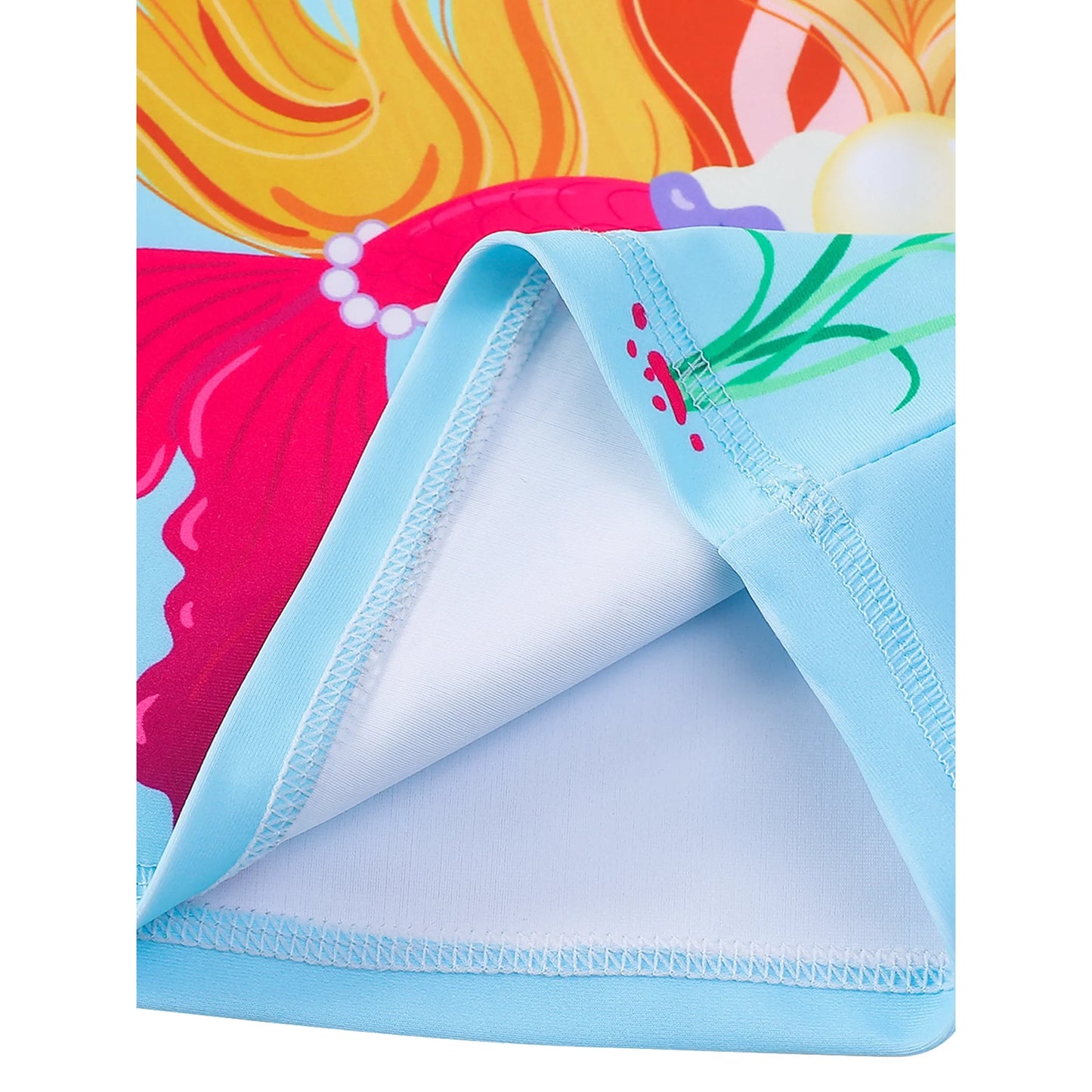 HILEELANG 3-9T Toddler/Little Girls Light Blue Mermaid Graphic Rainbow Scales Rashguard Swimsuit