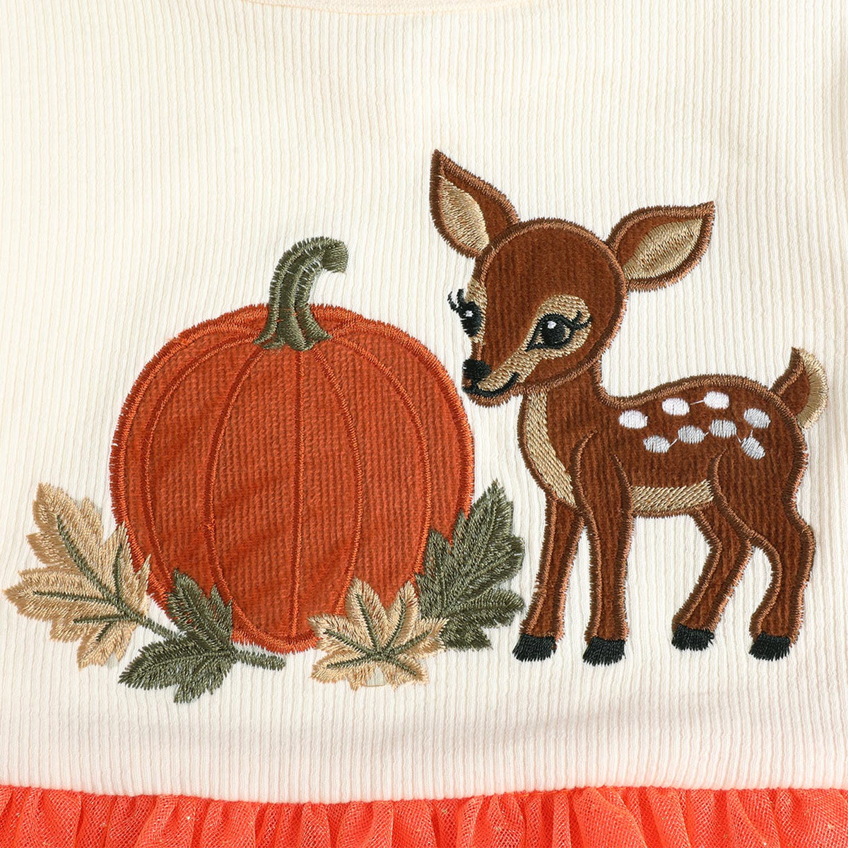 HILEELANG Toddler Girls Pumpkin Deer Layered Dress, Long Sleeve 2-7Y