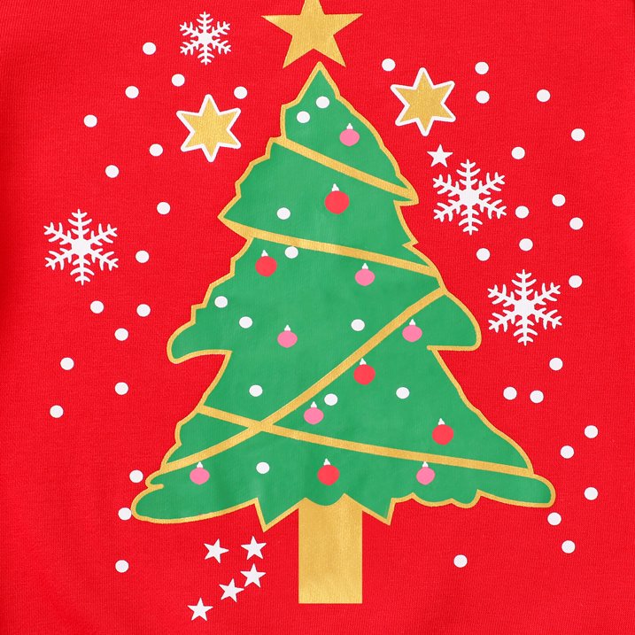 HILEELANG Toddler Girl Sweatshirts Red Christmas Tree Printed Cotton Casual Crew Neck Long Sleeve Tops Shirt