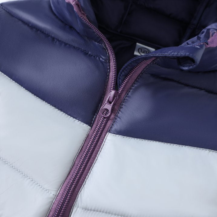 HILEELANG Toddler Boy Winter Hodded Puffer Color-Block Jackets Coats Light Weight Outerwear Purple