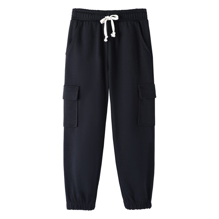 HILEELANG 3-Pack Boys' Sweatpants 5-15 Years Navy/Gray/Black Cotton Blend Kids Pants School Wear