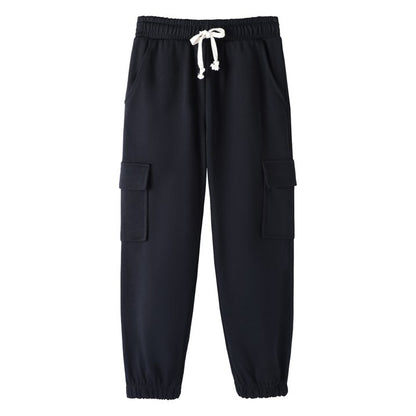 HILEELANG 3-Pack Boys' Sweatpants 5-15 Years Navy/Gray/Black Cotton Blend Kids Pants School Wear