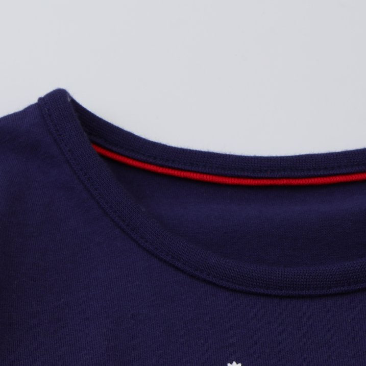 HILEELANG Toddler Girl Christmas Dress Navy Blue Santa Claus Christmas Elk Sleigh Snowflakes Cotton Casual Long Sleeve Dresses