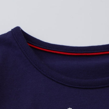 HILEELANG Toddler Girl Christmas Dress Navy Blue Santa Claus Christmas Elk Sleigh Snowflakes Cotton Casual Long Sleeve Dresses