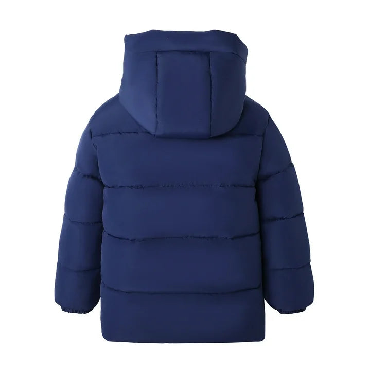 HILEELANG Kids Big Boys Winter Puffer Jacket with Hood Warm Light Weight Padded Water-Resistant Coat for Kids 6-13 Years, Classic Navy Blue