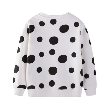 HILEELANG Toddler Girls(2-7Y) White Sweatshirt Cotton Casual Dot Bee Long Sleeve Pullover Top