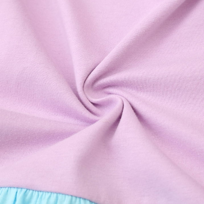HILEELANG Toddler Girl Long Sleeve Dress Ruffle Solid Color Cotton Casual Tiered Pleated Twirly Dress