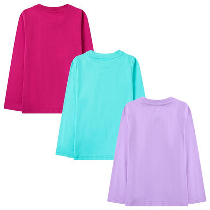 HILEELANG Toddler Girls' Long Sleeve Tee Shirt Cotton Crewneck Butterfly Graphic Tops T-Shirts Purple Green 3 Packs