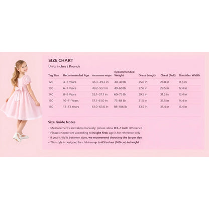 HILEELANG Girls Pink Swiss Dot Puff Sleeve Polyester Dress 4-5Y Little Girls