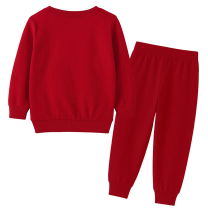 HILEELANG Toddler Boys Christmas Elk Embroidery Sweatshirt and Pants Set, 2 Piece Long Sleeve Outfit for Kids, Cotton Fall Winter Clothes
