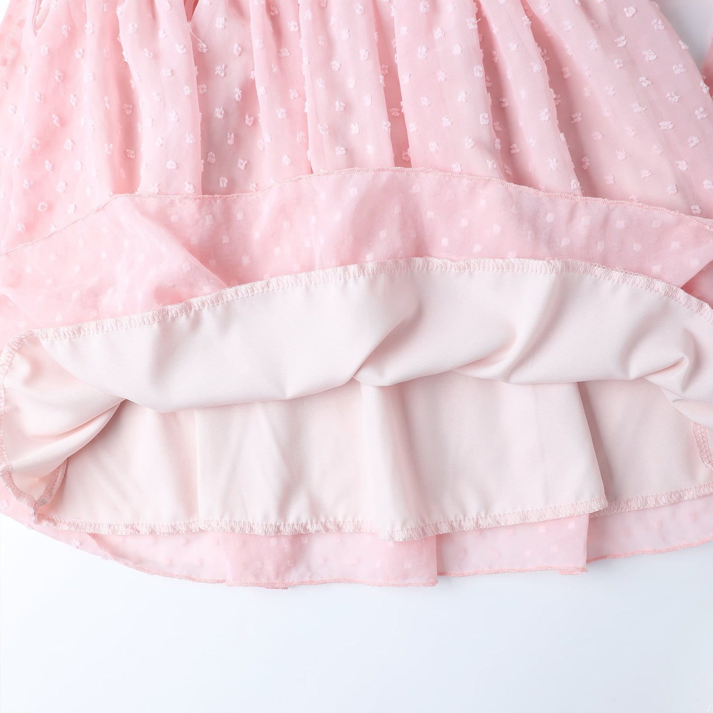 HILEELANG Girls Pink Swiss Dot Puff Sleeve Polyester Dress 4-5Y Little Girls