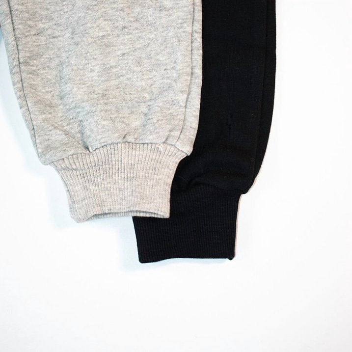 HILEELANG Toddler Boy Pants Jogger Sweatpants 2-Pack Set Pull on Grey Black Cotton Pants