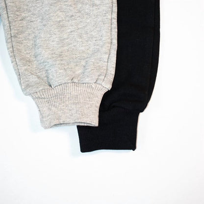 HILEELANG Toddler Boy Pants Jogger Sweatpants 2-Pack Set Pull on Grey Black Cotton Pants