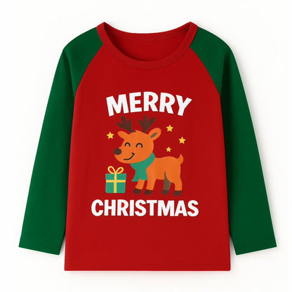HILEELANG Toddler(2-7Y) Boys Shirt Christmas 3-Pack Elk Dinosaurs Graphic Long-Sleeve Tees Winter Cotton Casual Crewneck T-Shirts