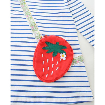 HILEELANG 100% Cotton Girls Long Sleeve Dress with NavyUnicorn ,NavyStripeDog,StripeStrawberry and FloralPumpkin – Ages