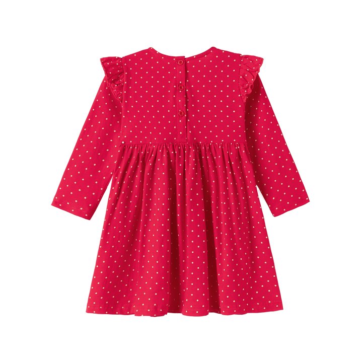 HILEELANG Girls’ Christmas Dress Long Sleeve Holiday Outfit with Reindeer Print, Red Ruffle Party Dress for Toddlers & Little Girls