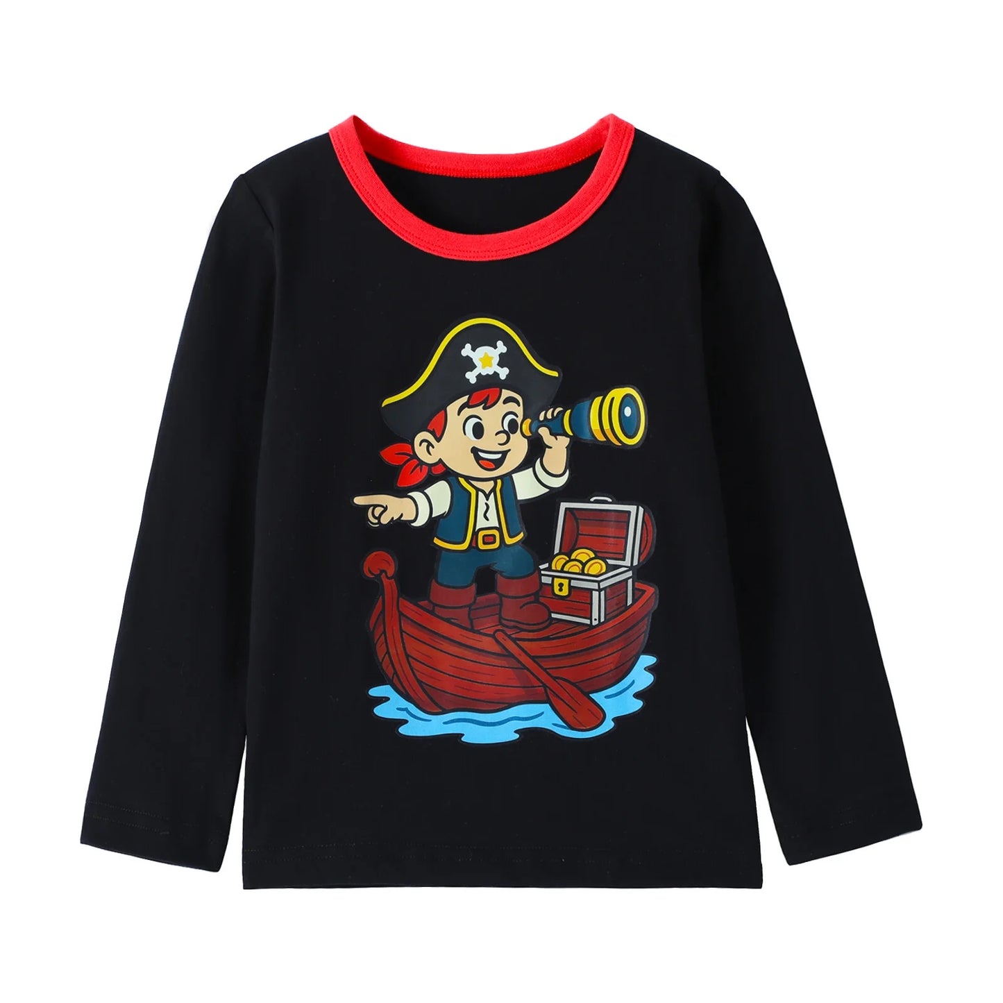 HILEELANG Baby Boys Shirt 3-Pack Robot And BoatGraphic Long-Sleeve Tees Winter Cotton Casual Crewneck T-Shirts