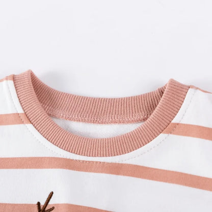 HILEELANG Toddler Girl Christmas Sweatshirt and Leggings Set （Age:2-7Y) – Long SleevePink Stripe XMAS Pullover and Pinink Pants, Fall Winter for Kids