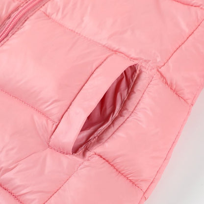 HILEELANG Toddler Girl Winter Puffer Jackets Coats Pink Dinosaur Hooded Light Weight Padded Outerwear