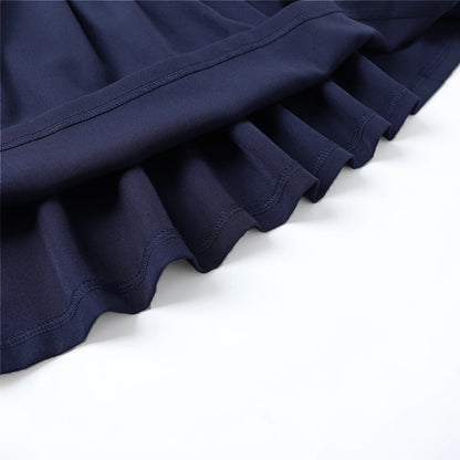 HILEELANG Girls School Uniform Jumper Dress, Adjustable Strap Pinafore Dress with Pockets for Little Big Girls 4-13Y Navy