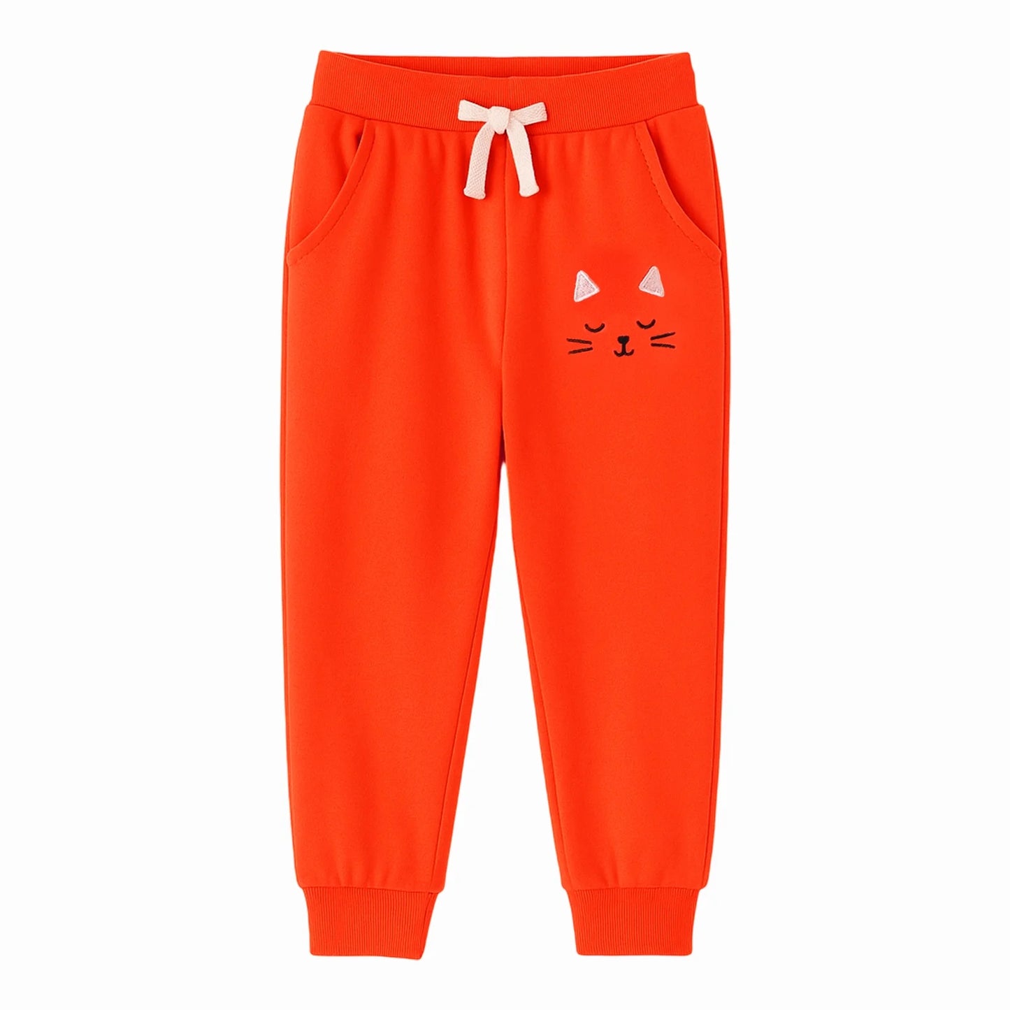 HILEELANG Toddler Girls' Jogger Pants 3-Pack Pull on Cotton French Terry Solid Adjust Black Red Purple Ruffle Pocket SweatPants 2Y