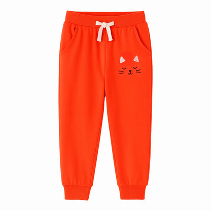 HILEELANG Toddler Girls' Jogger Pants 3-Pack Pull on Cotton French Terry Solid Adjust Black Red Purple Ruffle Pocket SweatPants 2Y