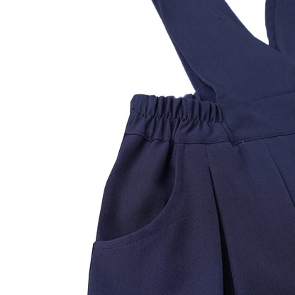 HILEELANG Girls School Uniform Jumper Dress, Adjustable Strap Pinafore Dress with Pockets for Little Big Girls 4-13Y Navy