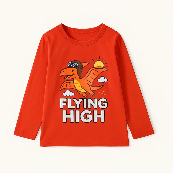 HILEELANG Toddler Boys（2Y-7Y) Shirt 3-Pack Dinosaurs Graphic Long-Sleeve Tees Winter Cotton Casual Crewneck T-Shirts