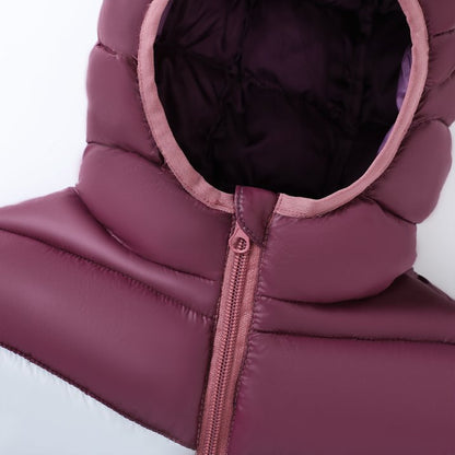 HILEELANG Toddler Boy Girl Winter Hodded Puffer Color-Block Jackets Coats Light Weight Outerwear Dusty Pink
