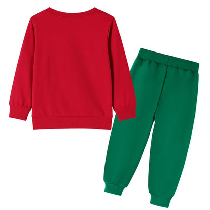 HILEELANG Toddler Boy Christmas Pullover and Sweatpants Set ,2 Piece with Deer and Snowflakes Applique, Fall Winter Cotton Clothes for Kids