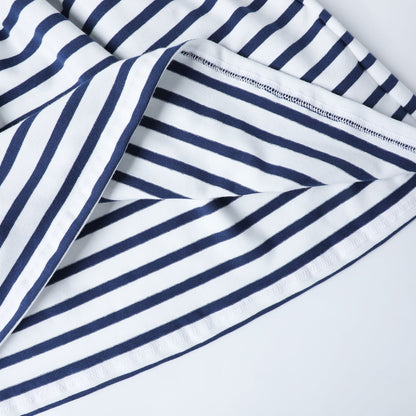 HILEELANG 2-8 Toddler Girls Navy White Stripe Yellow Trim Summer Play Dress