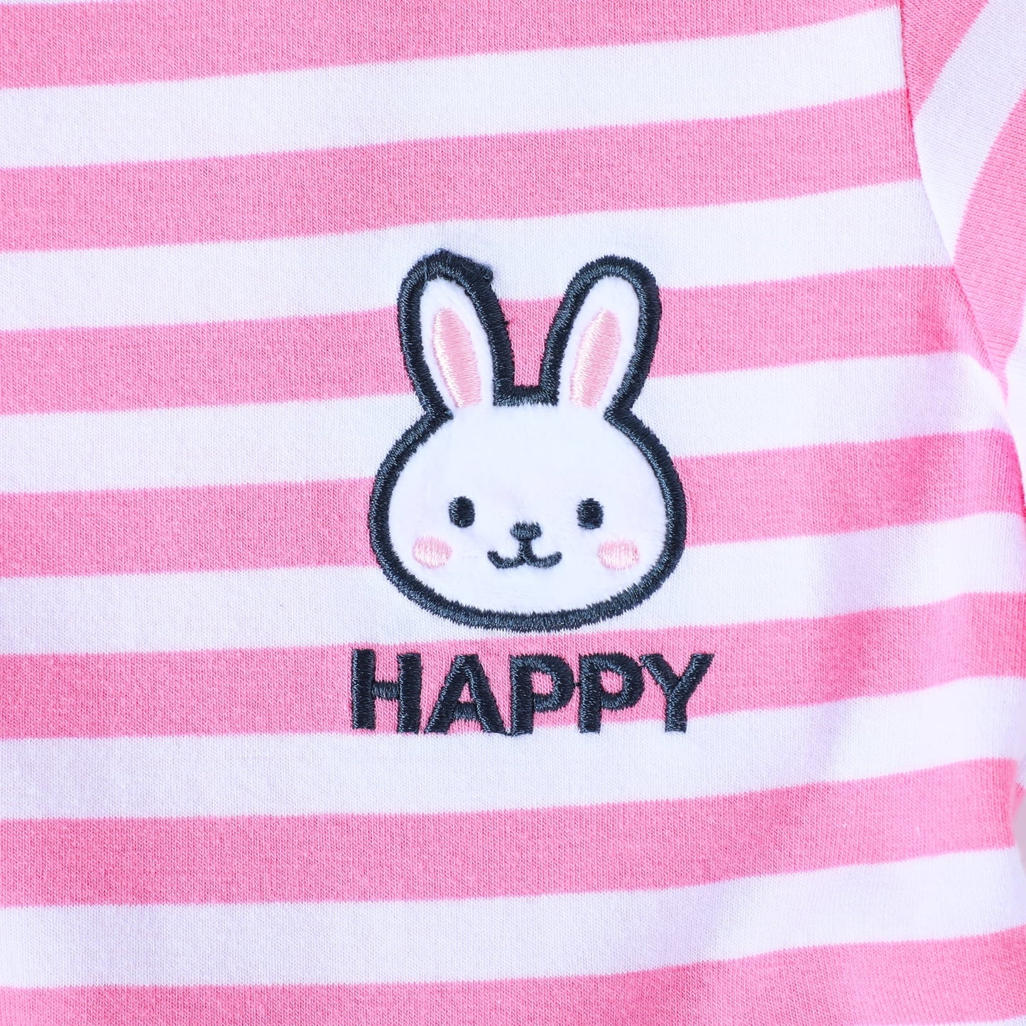 HILEELANG 2-8 Toddler Girls Pink White Stripe Bunny Summer Play Dress