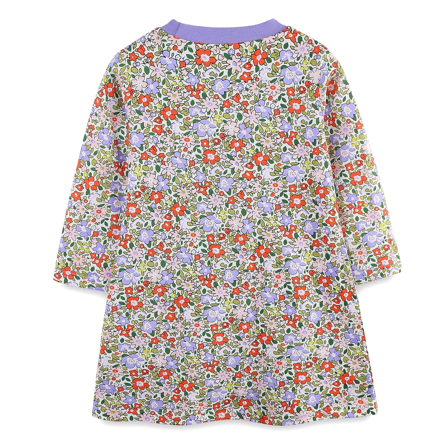 HILEELANG 100% Cotton Girls Long Sleeve Dress with NavyUnicorn ,NavyStripeDog,StripeStrawberry and FloralPumpkin – Ages