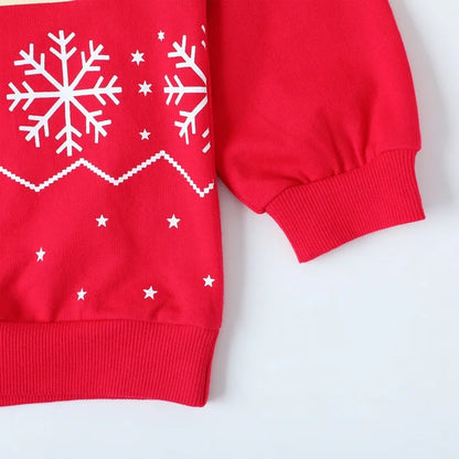 HILEELANG Kids Christmas Sweatshirt, Cotton Pullover Top with Reindeer and Tree Print, Unisex Holiday Long Sleeve Shirt for Toddler Boys Girls