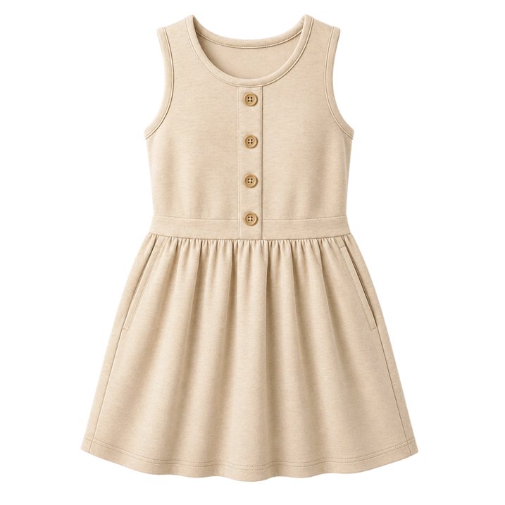 HILEELANG 3-13Y Girls School Jumper Dress with Pockets Sleeveless Uniform Dress Elastic Back Waist for Toddler Little Big Girls Khaki