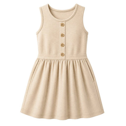 HILEELANG 3-13Y Girls School Jumper Dress with Pockets Sleeveless Uniform Dress Elastic Back Waist for Toddler Little Big Girls Khaki